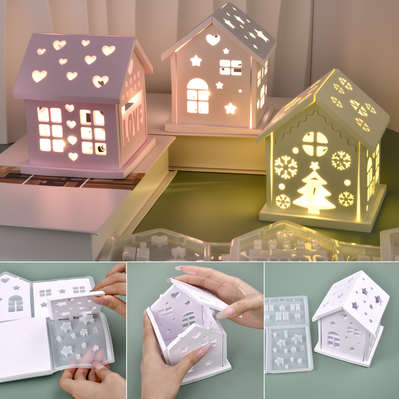 3D House Silicone Mold DIY Chr - огляд і ціна Holiday Candle Set