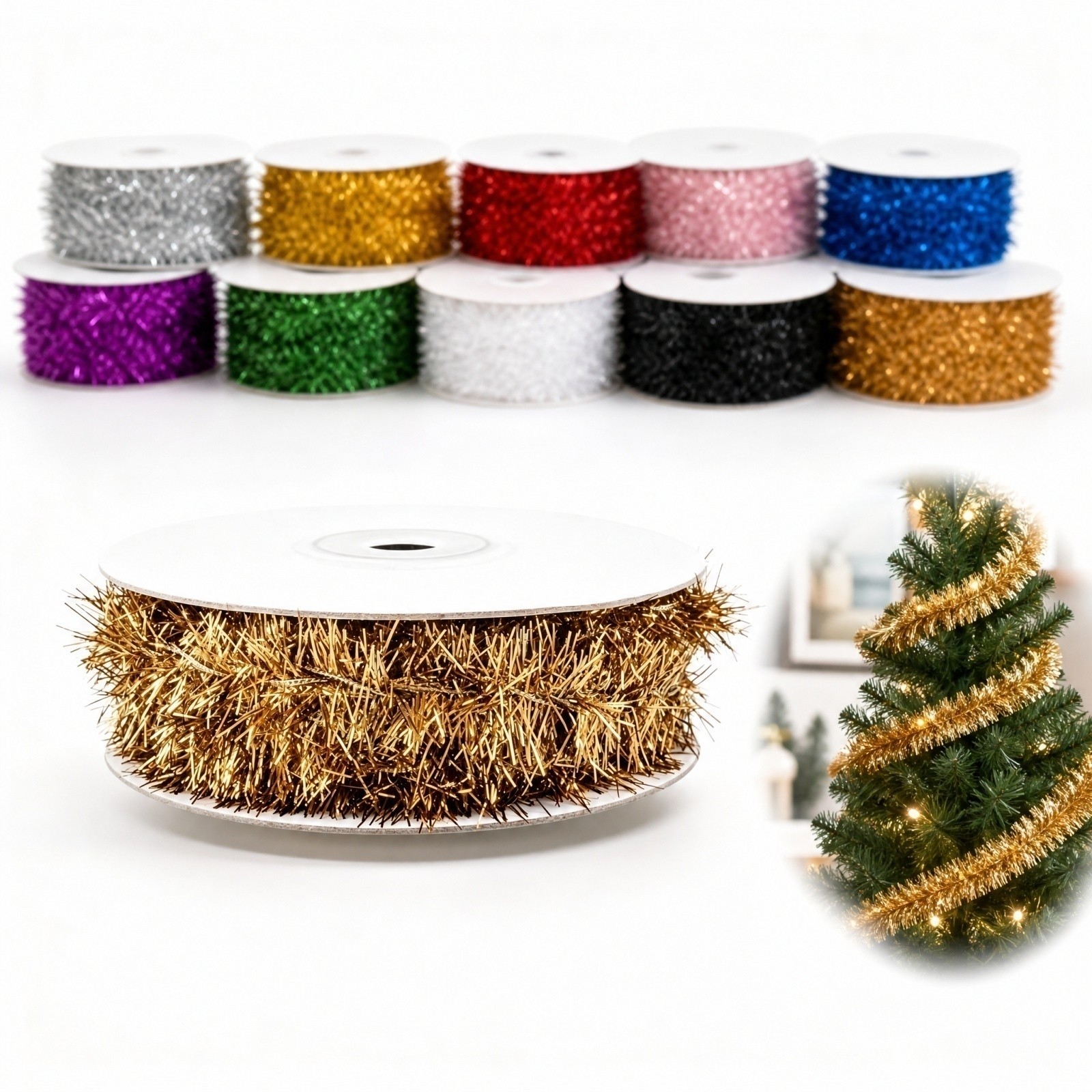 Plastic Wire Garland 5m Long 9 - огляд і ціна Tinsel Garland Decoration