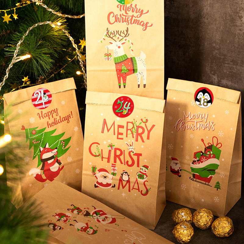 Christmas Gift Bags Kraft Pape - огляд і ціна Advent Calendar Gift